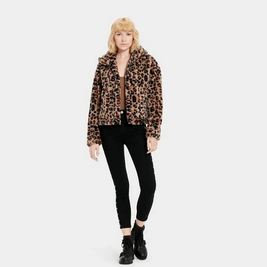 Jacket UGG Womens Mandy Faux Fur Hoodie Leopard Amphora